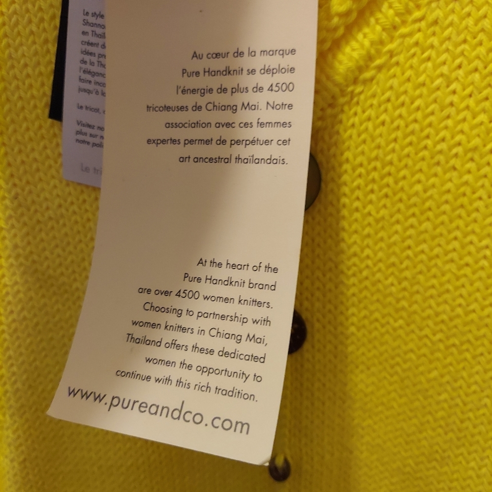 Pure Handknit 100% cotton womans sweater vibrant yellow size 3X - Picture 8 of 12